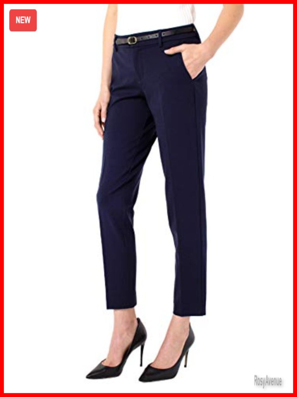 Slim Leg Trousers in Super Stretch Ponte Knit Mid Rise